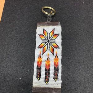 Handmade glass bead keychain Native designs.